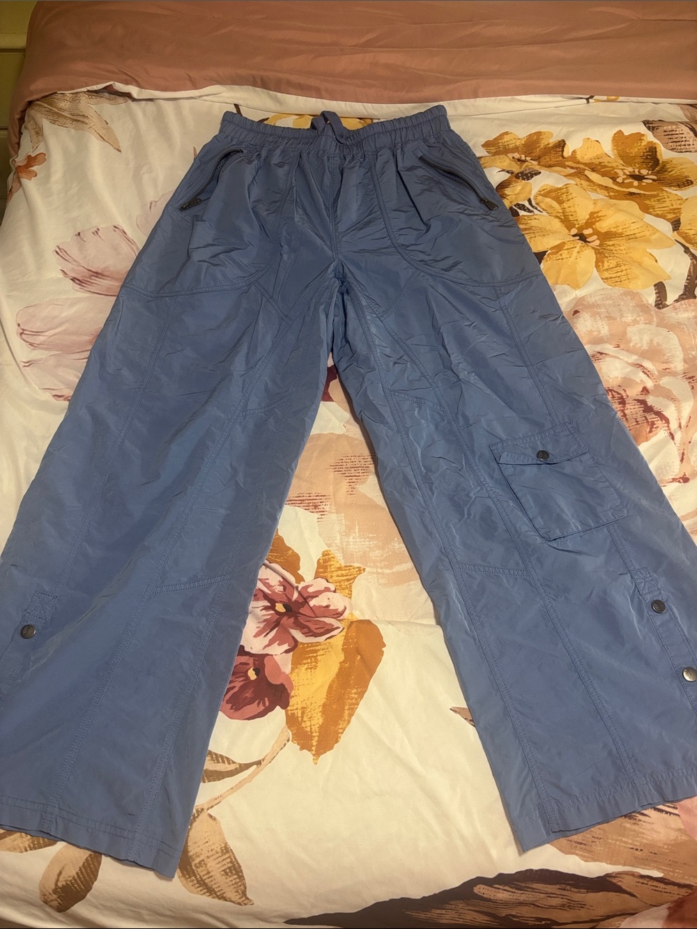 Free People Slate Blue Wide-Leg Track Pants